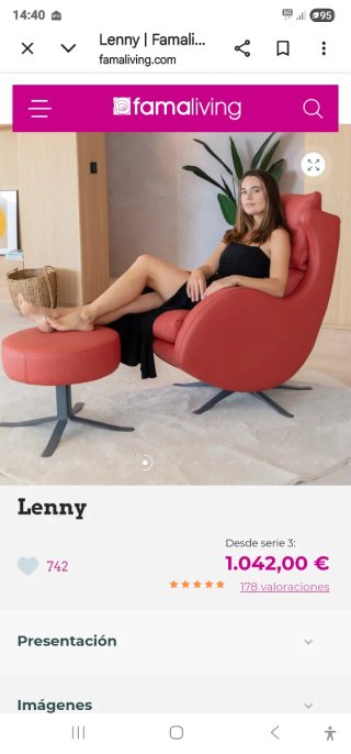 Sillón relax rojo con lámpara y reposapiés