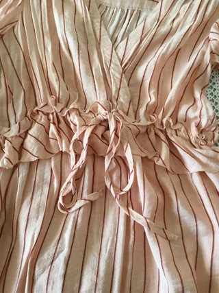 Vestido maxi rayas rosa y burdeos