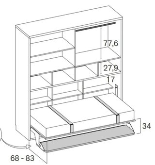 CAMA ABATIBLE CON ARMARIO SUPERIOR RMB 90×190