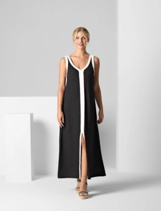 Vestido largo negro y blanco
