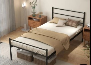 Cama individual metálica gris
