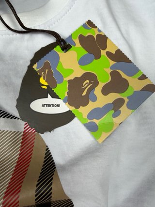 T-Shirt Bape Ape Head Tartan Nuova con Cartellino