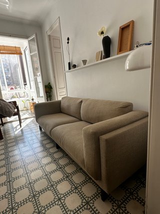 Sofá 3 plazas beige tela