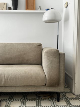 Sofá 3 plazas beige tela