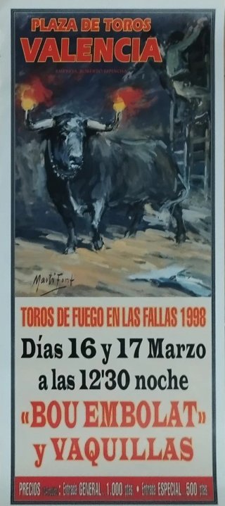 Cartel Toros de Fuego Valencia 1998
