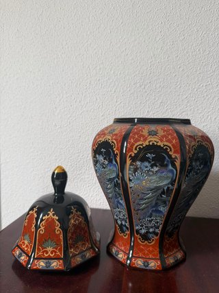 Jarrón Portugués Cerámica Pintado a Mano