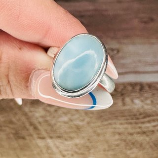 Anillo Plata Ley con Larimar Azul