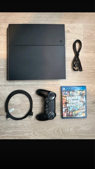 PS4 (PlayStation 4) Negra + GTA V + FIFA26