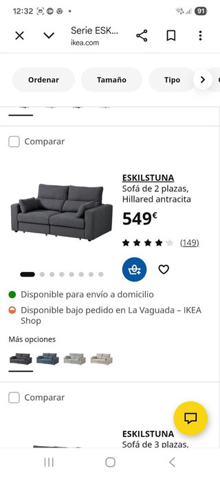 Sofá IKEA ESKILSTUNA Beige Tela