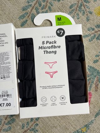 Primark 5 Tangas Microfibra Negro Talla M