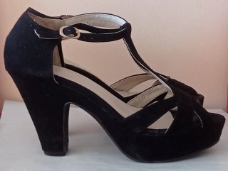 Sandalias tacón mujer negras y marrones