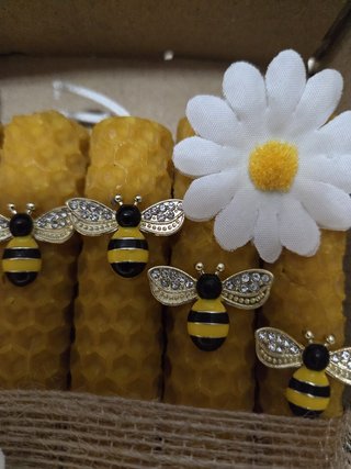 6 Velas miel con 6 Abejitas Brilli brilli Metálico
