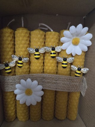 6 Velas miel con 6 Abejitas Brilli brilli Metálico