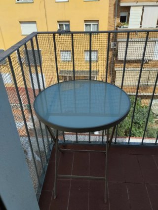 Mesa redonda cristal plegable terraza