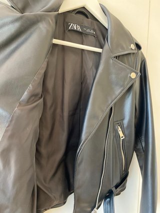 Chaqueta Biker Efecto Piel Zara Negra Talla S
