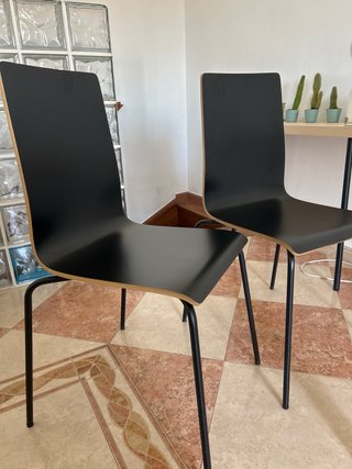 2 Sillas Ikea Negras Madera y Metal