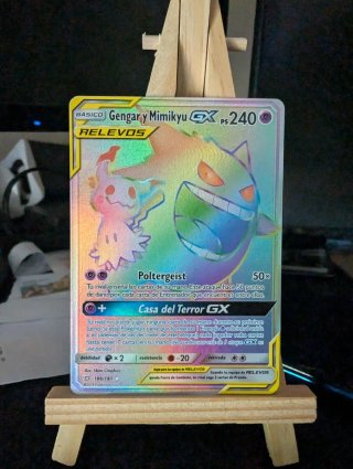 Gengar y Mimikyu GX (TEU 186) Rainbow Rare