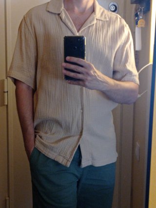 Camisa H&M manga corta beige Talla M