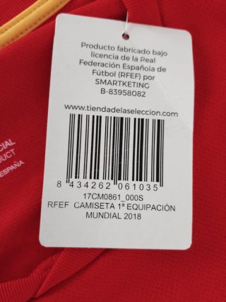 Camiseta Oficial Selección Española Fútbol 2018