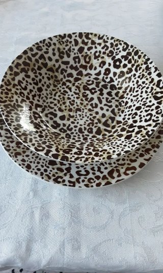 Servizio Piatti Ceramica 12 Pezzi Leopardato