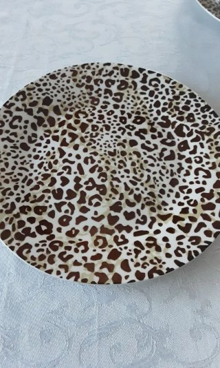 Servizio Piatti Ceramica 12 Pezzi Leopardato