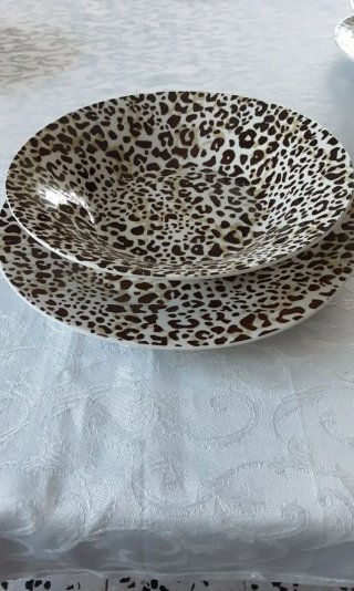 Servizio Piatti Ceramica 12 Pezzi Leopardato