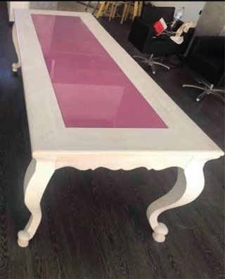 Mesa Grande Vintage Cristal Rosa Madera