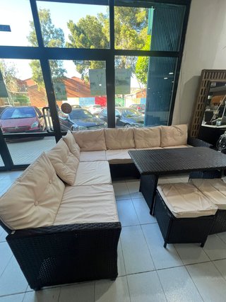 Set Exterior Ratán Negro y Beige