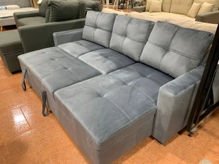 Sofá Cama Gris Terciopelo