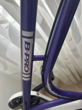Bicicleta morada con cesta