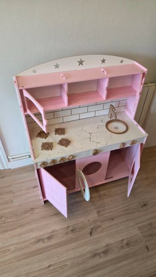 Cocinita de Madera para Niños - Rosa y Blanca