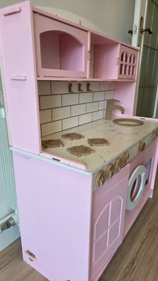 Cocinita de Madera para Niños - Rosa y Blanca