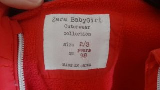 Abrigo rojo niña 2/3 años