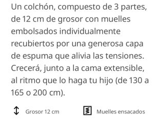 Cama infantil extensible rosa con colchón