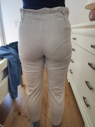 Pantaloni donna vita alta beige taglia S