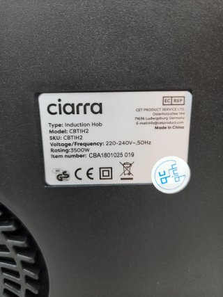 Placa Inducción Ciarra 2 Fuegos Portátil