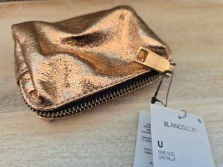 Cartera Blanco piel metalizada oro rosa