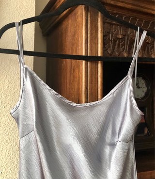 Rebajado Vestido plateado satinado tirantes
