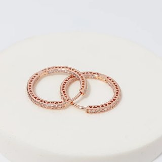 Pendientes Pandora Aro Oro Rosa Circonitas
