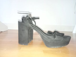 Sandalias Plataforma Efecto Ante Negras