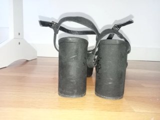 Sandalias Plataforma Efecto Ante Negras