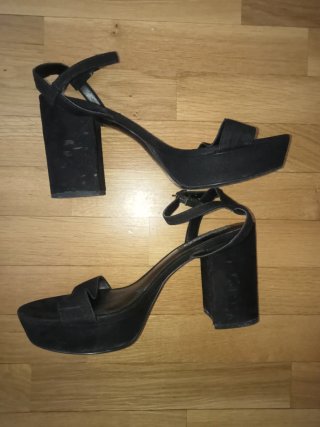 Sandalias Plataforma Efecto Ante Negras