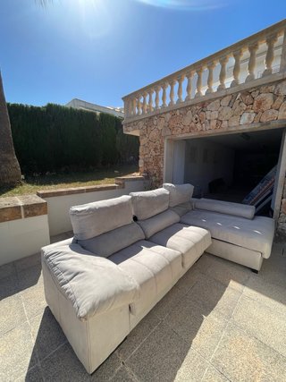 Sofá modular 4 plazas beige/gris