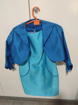 Vestido fiesta azul turquesa,hecho a medida.