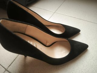 ZARA Tacones Aguja Negro/Plata Talla 37