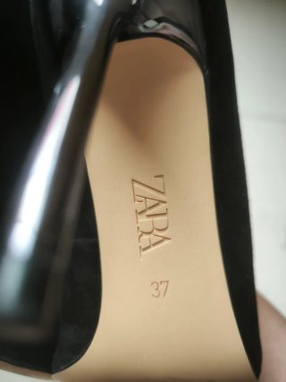ZARA Tacones Aguja Negro/Plata Talla 37