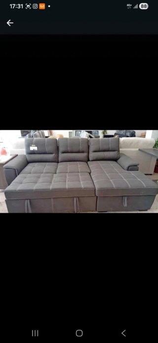 Sofá cama gris tela