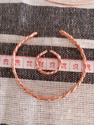 Conjunto pulsera y anillo de cobre trenzado