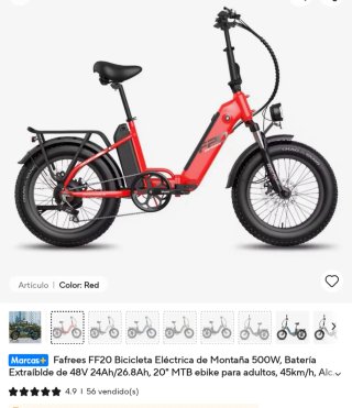 Bicicleta Eléctrica Fafrees FF20 Roja