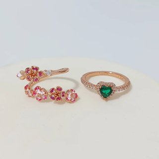 Anillo Pandora Talla 54 Corazón Verde